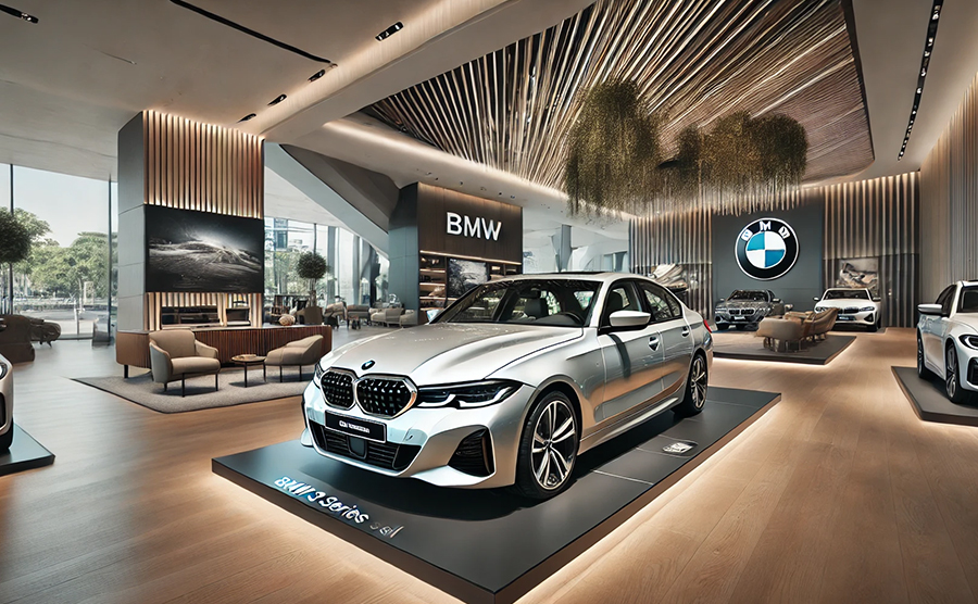 BMW 3シリーズのディーゼルモデルがBMWショールームに展示している画像