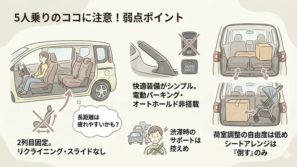 トヨタシエンタの弱点はどこ？5人乗り欠点を解説の図解