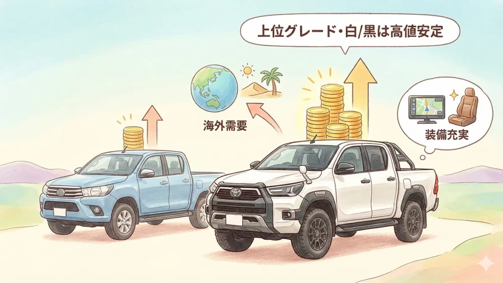 リセールが良いグレードと色の選び方の図解