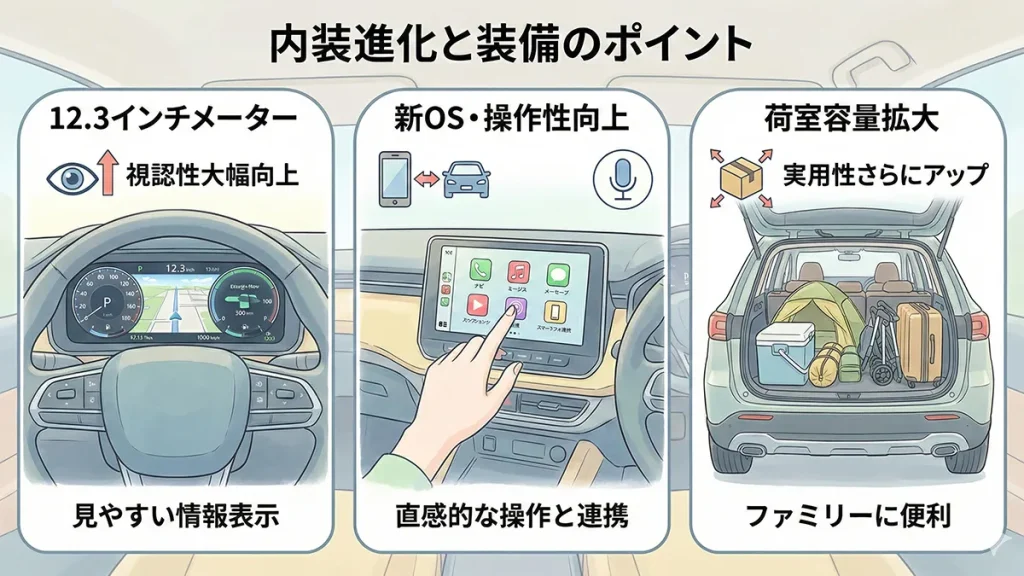 新型-RAV4-内装進化と装備レビューの図解