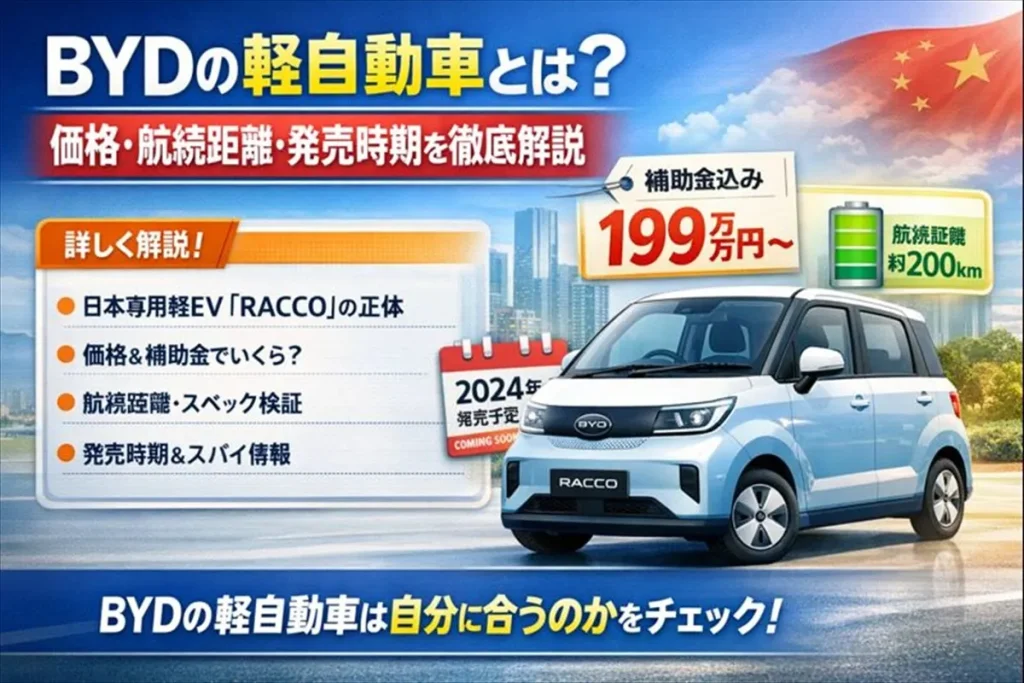 BYDの軽自動車とは？価格・航続距離・発売時期を徹底解説