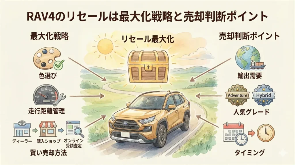 RAV4のリセールは最大化戦略と売却判断ポイントの図解 ©Premium Cars Life