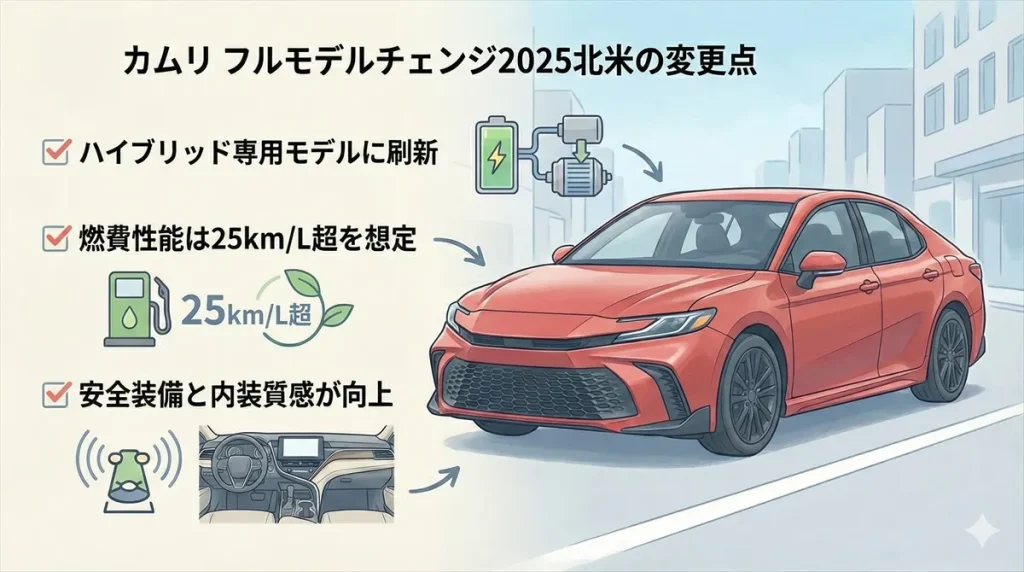 カムリ フルモデルチェンジ2025北米の変更点