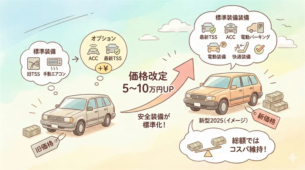 プロボックス 新型2025の価格改定ポイントの図解 ©Premium Cars Life