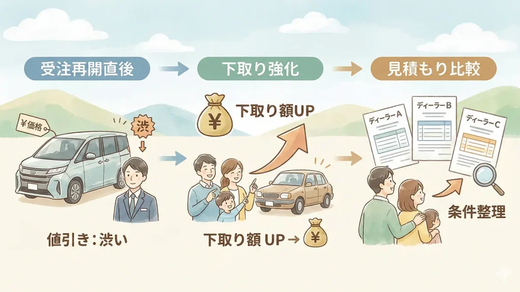 受注再開直後の値引き交渉ポイントの図解