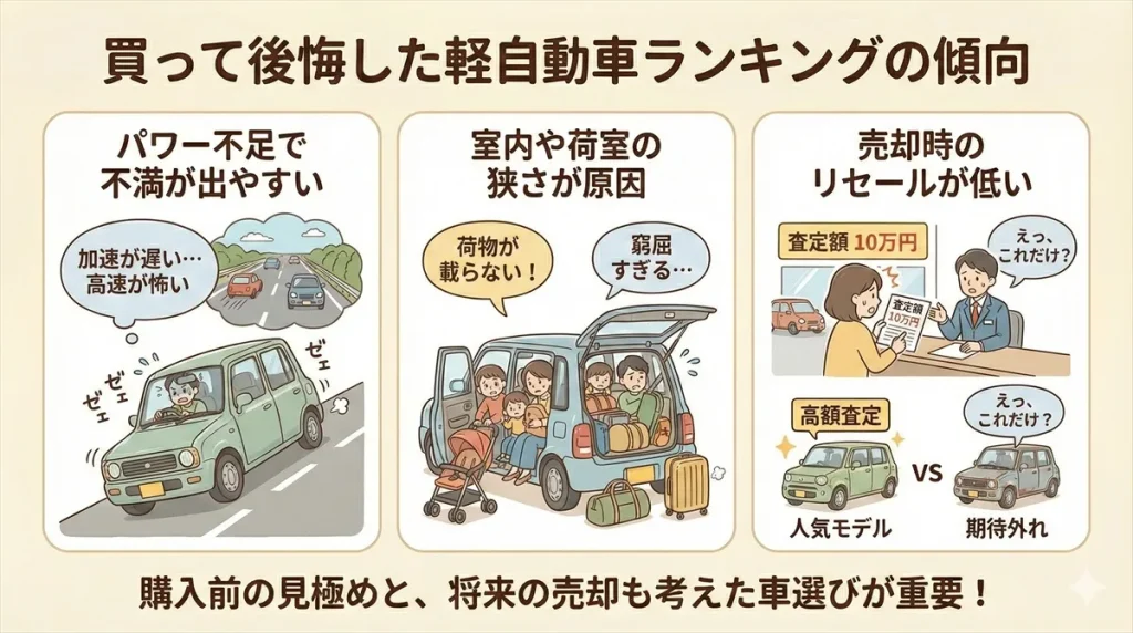 買って後悔した軽自動車ランキングの傾向