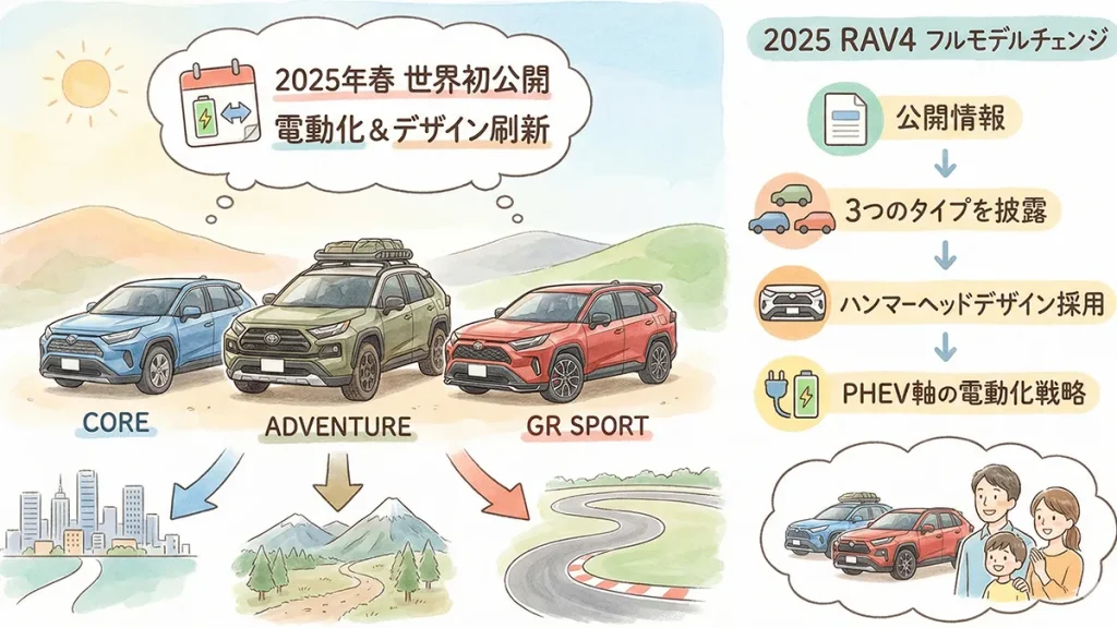 RAV4-フルモデルチェンジ-2025-の公開情報の図解