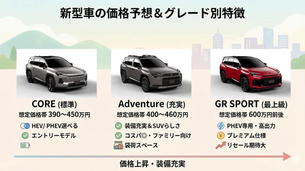新型RAV4価格予想と全グレード見積もりの図解
