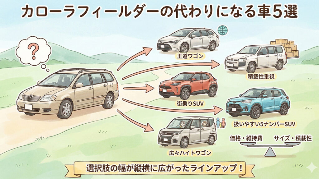 カローラフィールダーの代わりになる車5選の図解