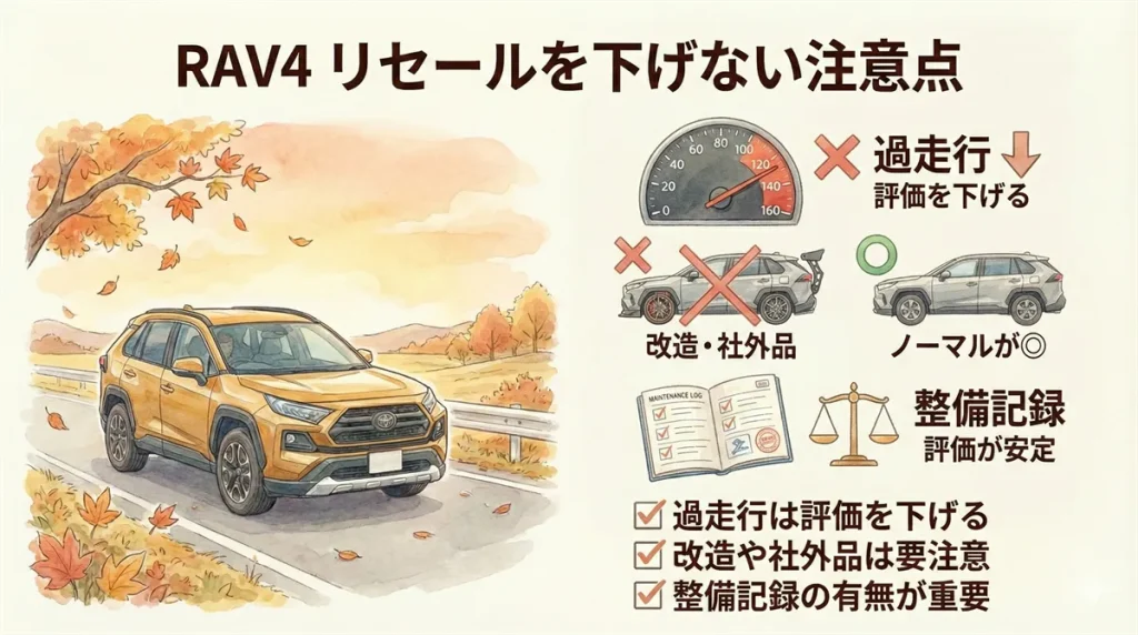 RAV4 リセールを下げない注意点の図解 ©Premium Cars Life
