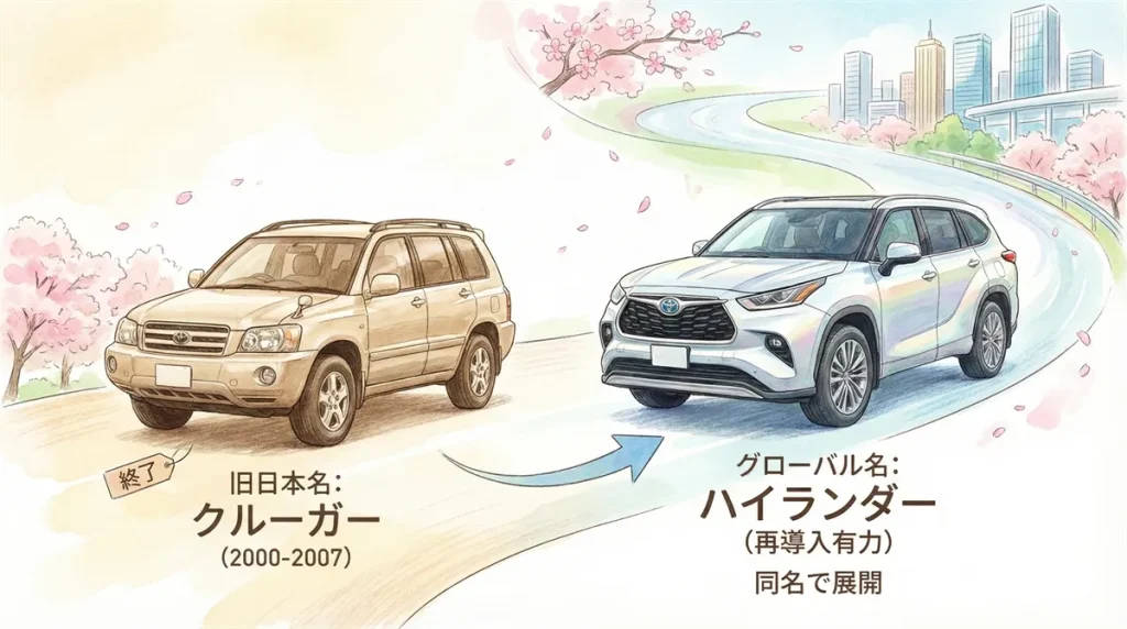 トヨタのハイランダーは日本名は何ですか?クルーガーとの関係の図解 ©Premium Cars Life
