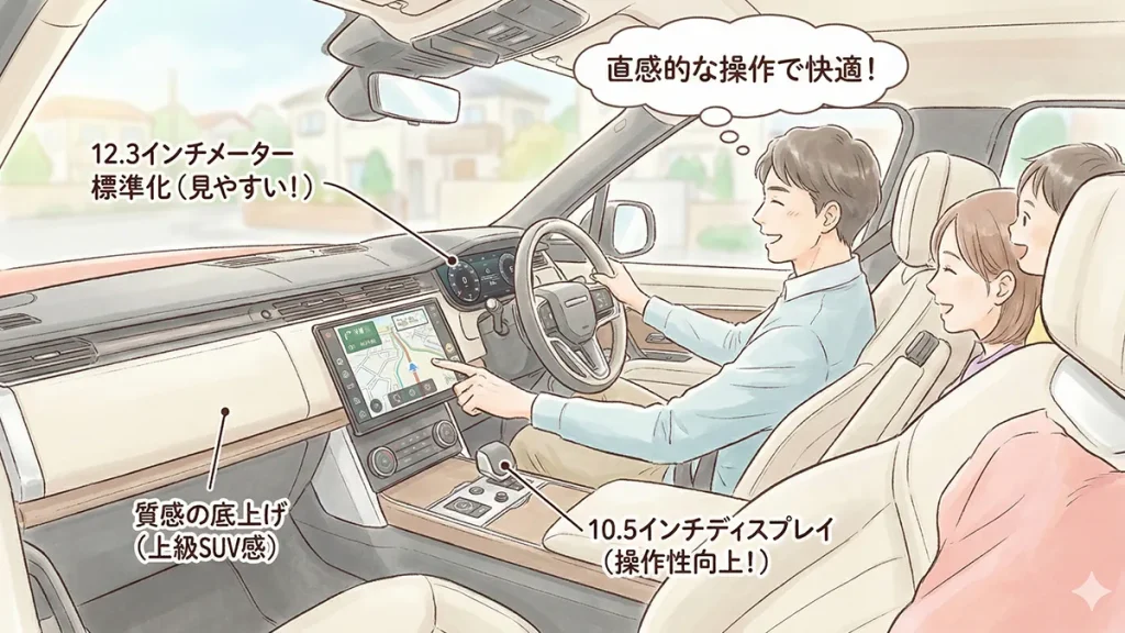 -新型RAV4内装進化と大型ディスプレの図解