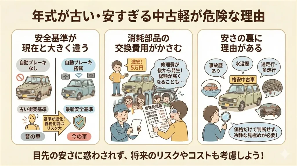 年式が古い・安すぎる中古軽が危険な理由
