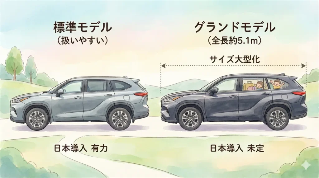 グランドハイランダー はトヨタとの違いを整理の図解 ©Premium Cars Life