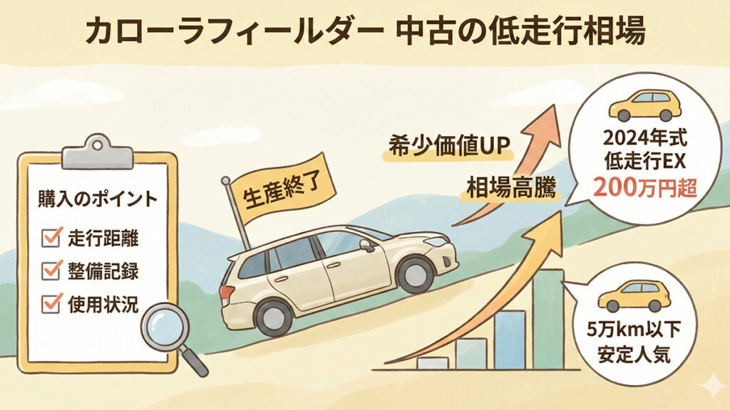 カローラフィールダー-中古の低走行相場の図解