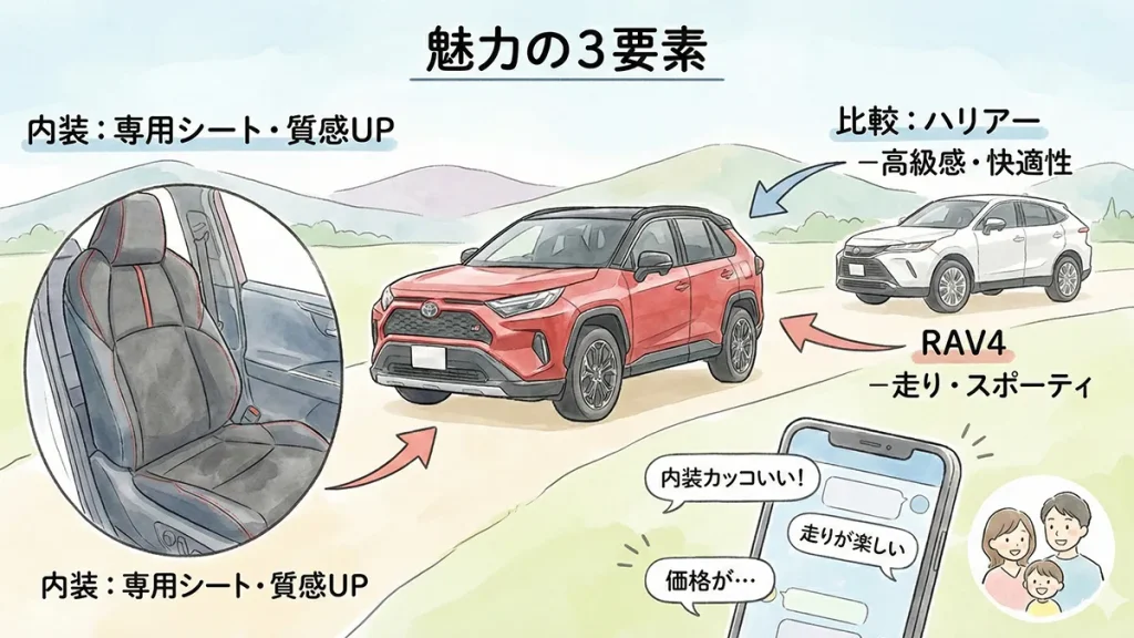 新型-RAV4-内装・比較・口コミでわかるGR-SPORTの魅力の図解