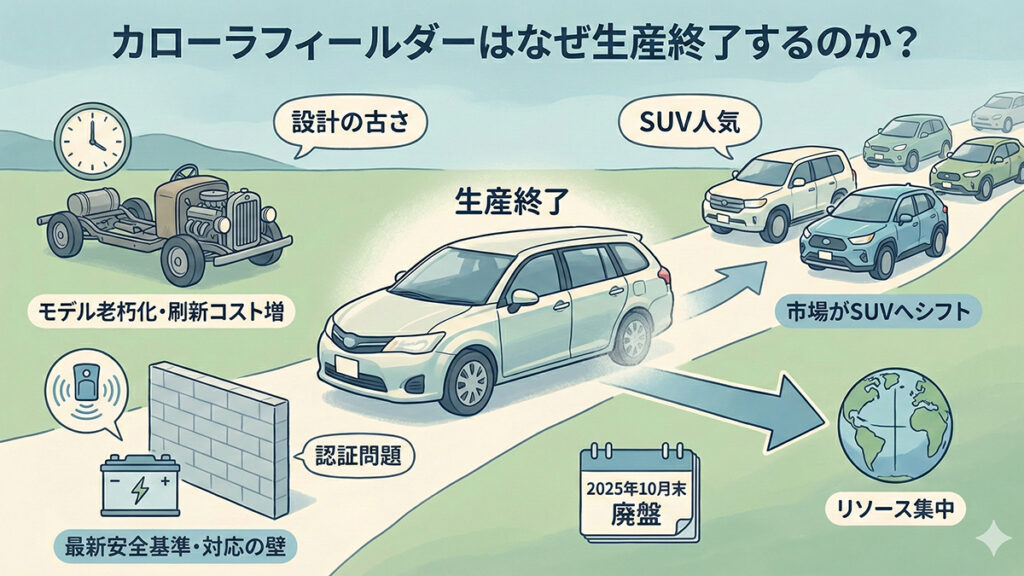 カローラフィールダー 生産終了 なぜ起きた？の図解