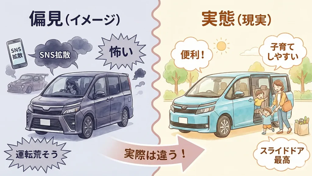 ヴォクシー-ママ-運転で受ける偏見とはの図解