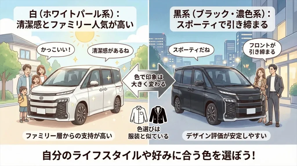 新型ヴォクシー白かっこいい人気色比較