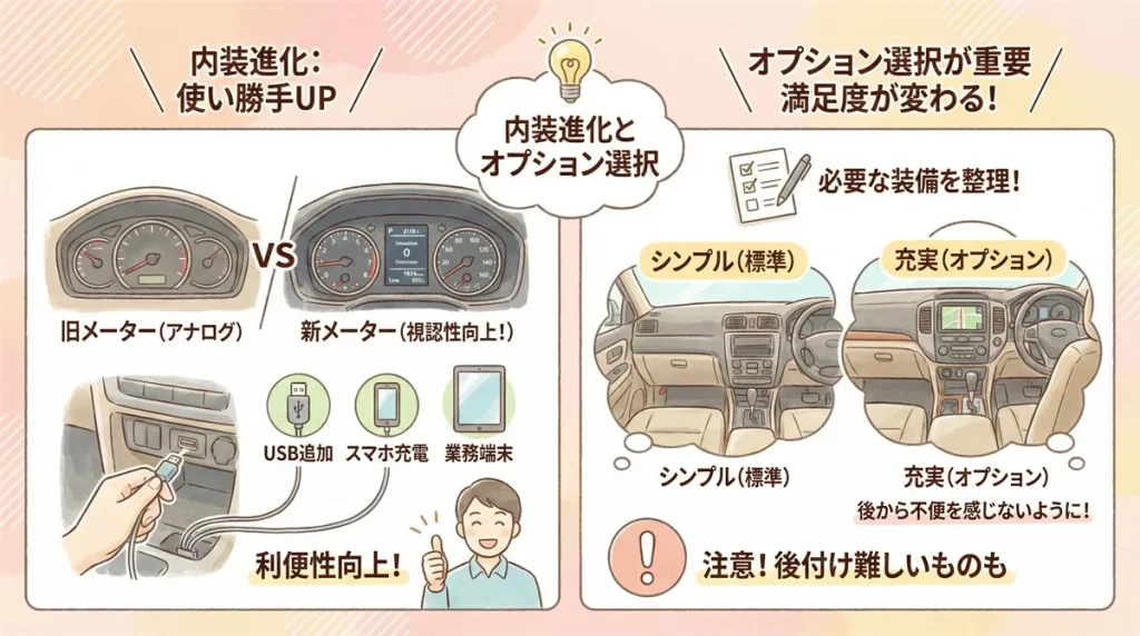 内装進化とプロボックス オプションの図解 ©Premium Cars Life
