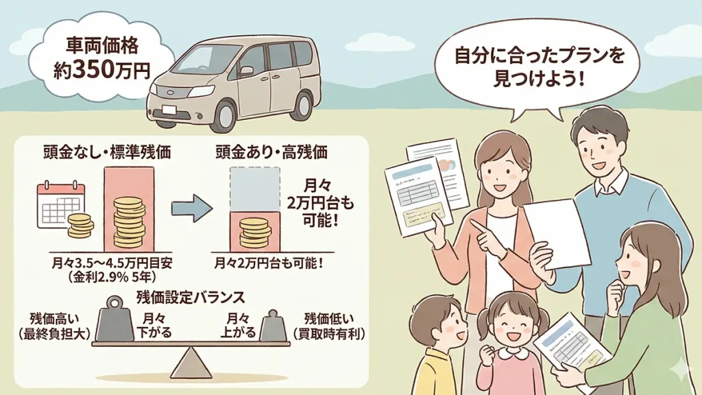 ヴォクシー残クレいくら？月々支払いモデルケースの図解