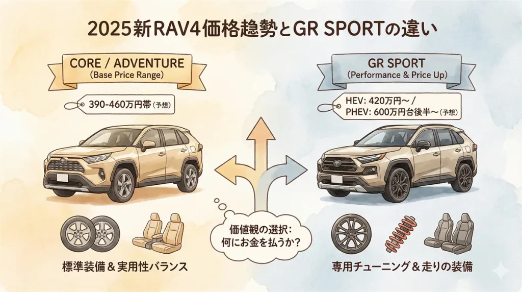 新型ラブフォー価格2025年予想とGRスポーツ違いの図解 © Premium Cars Life