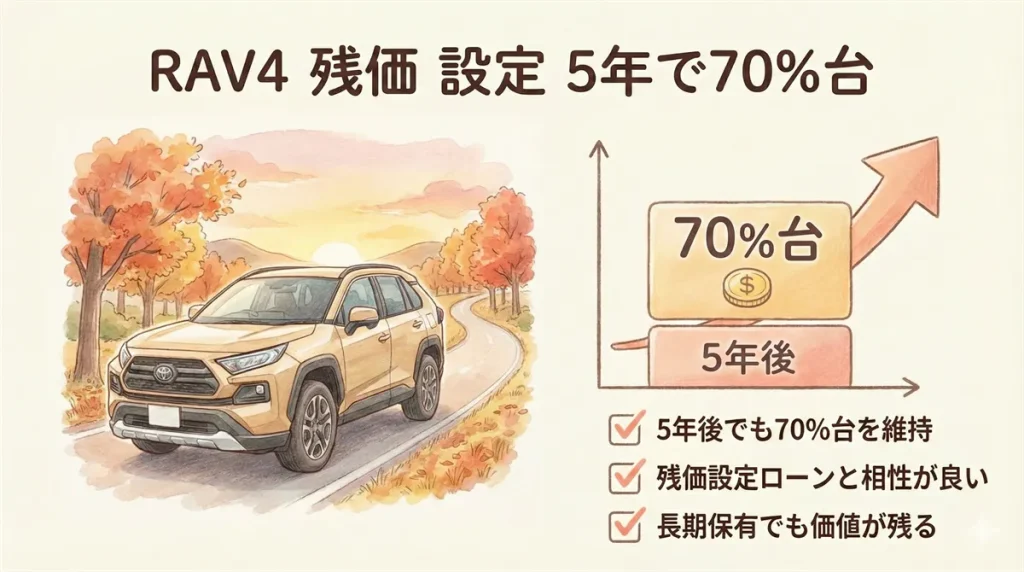 RAV4 残価 設定 5年で70%台の図解 ©Premium Cars Life