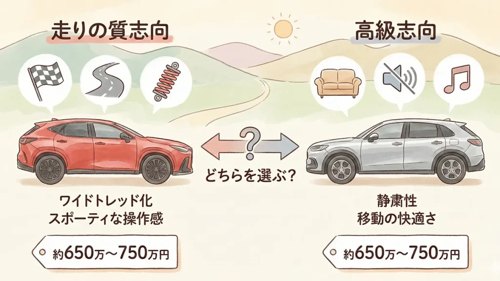 RAV4-GR-SPORTとハリアー比較表の図解