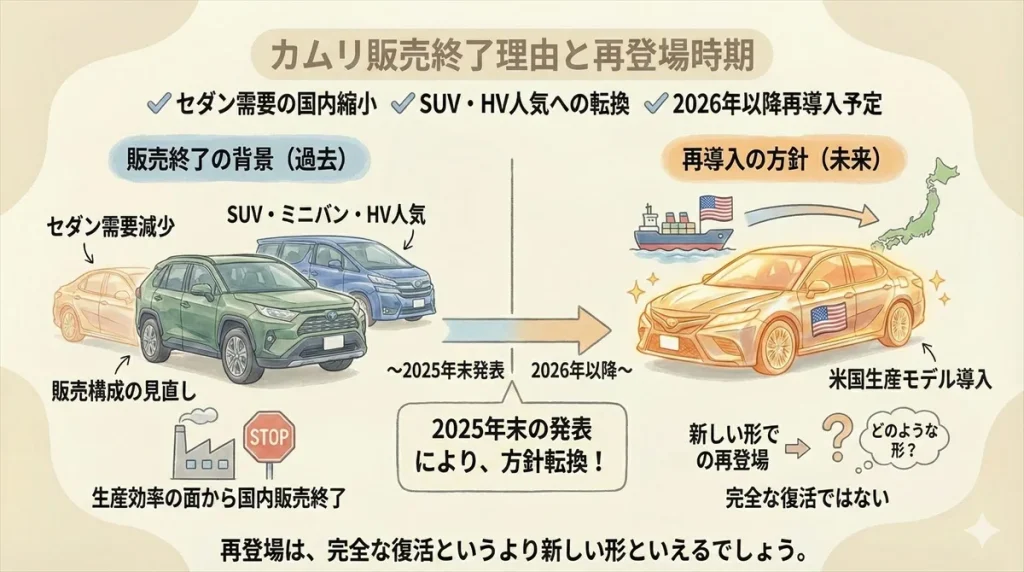 カムリ販売終了理由と再登場時期