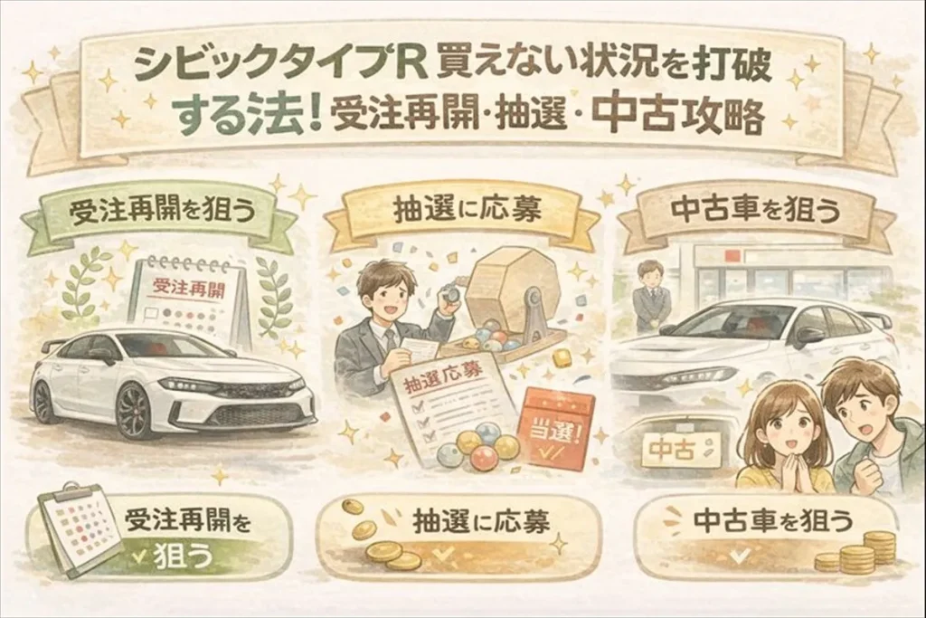 シビックタイプR 買えない状況を打破する方法！受注再開・抽選・中古攻略