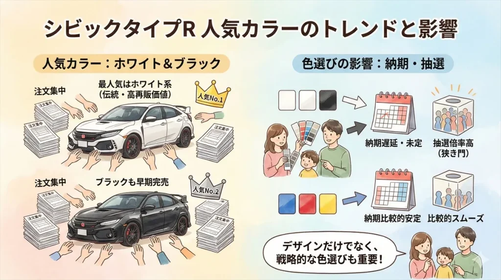シビックタイプRで一番人気な色は？ブラック・ホワイト即完売のカラートレンド