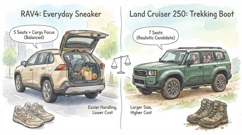 代替案:RAV4とランドクルーザー250の図解 © Premium Cars Life