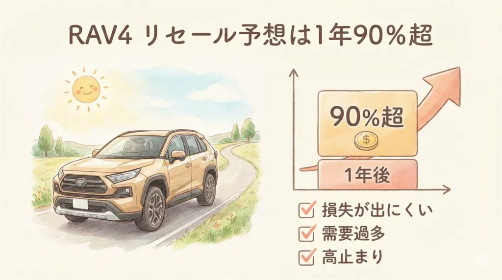RAV4 リセール予想は1年90%超の図解 ©Premium Cars Life