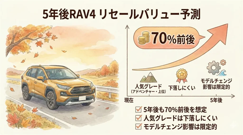 5年後RAV4 リセールバリュー予測の図解 ©Premium Cars Life