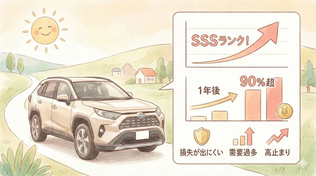 RAV4のリセールはSSSランク!3年・5年予想と高値色解説の図解 ©Premium Cars Life