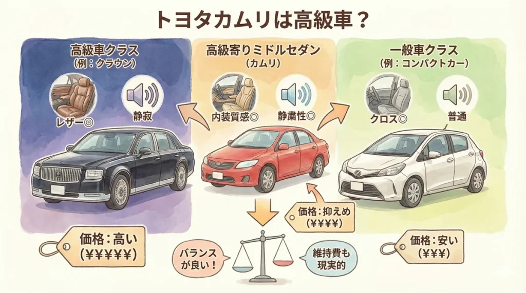 トヨタカムリは高級車に入る?の図解 ©Premium Cars Life