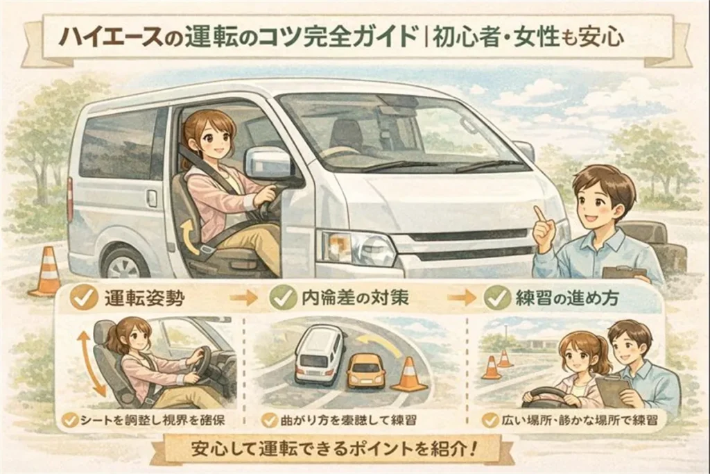 ハイエースの運転のコツ完全ガイド|初心者・女性も安心の図解 ©
