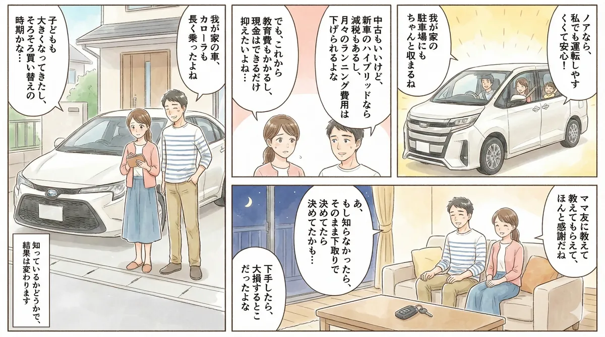 車の買い替えで損をしないための4コマ漫画