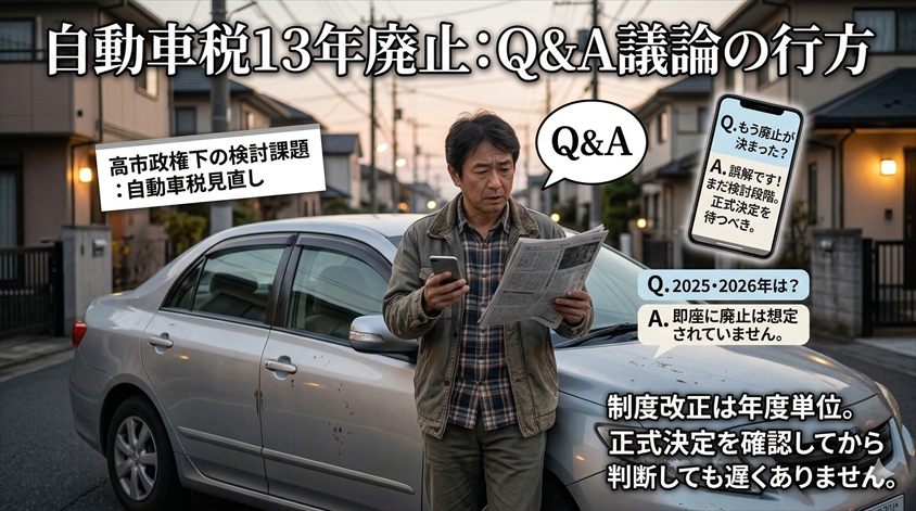 自動車税が13年で廃止へと高市政権下で議論についてのQ&A
