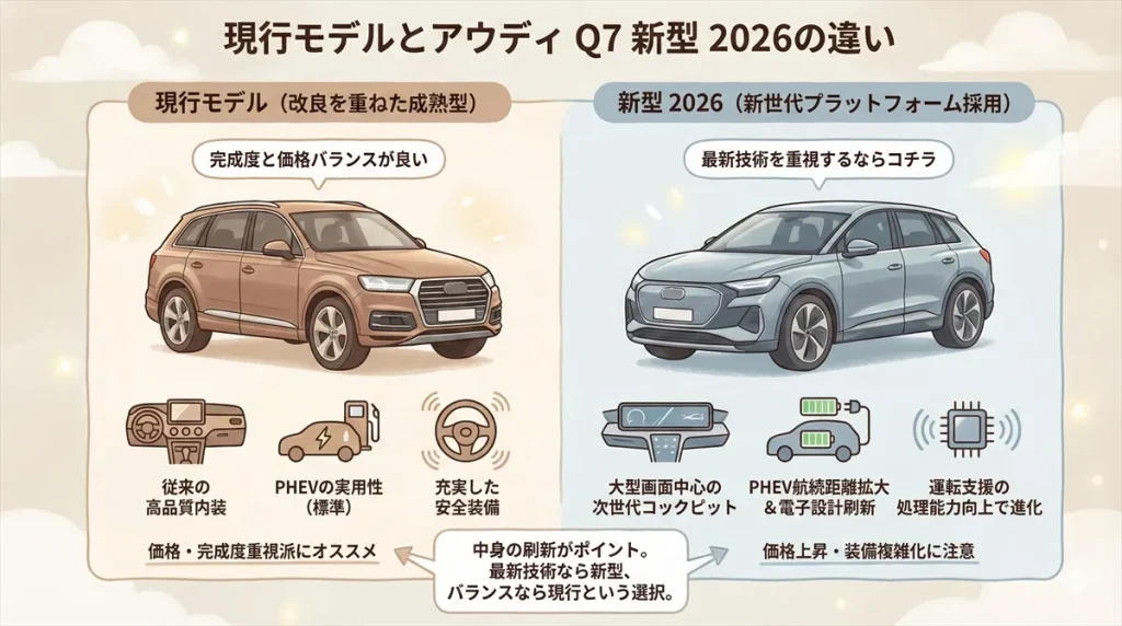 現行モデルとアウディ Q7 新型 2026の違い