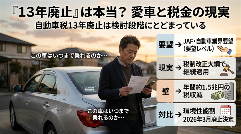 自動車税13年廃止は検討段階にとどまっている