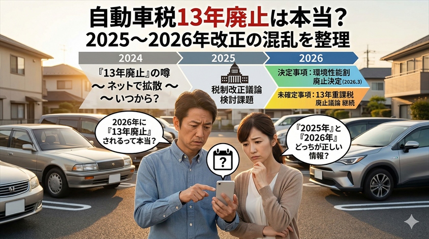自動車税13年廃止と2025〜2026年改正の関係