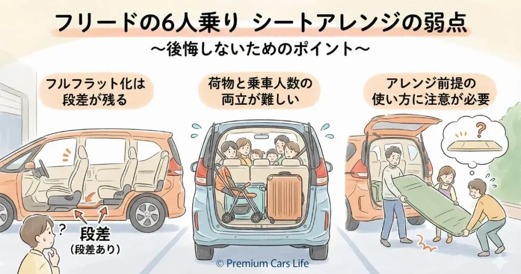 フリードの6人乗りのシートアレンジの弱点