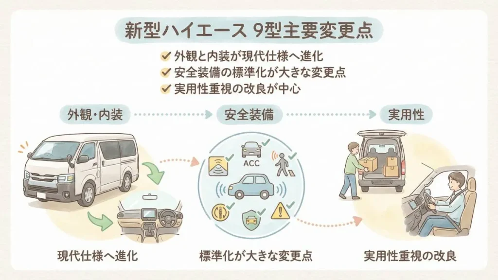 新型ハイエース 9型主要変更点