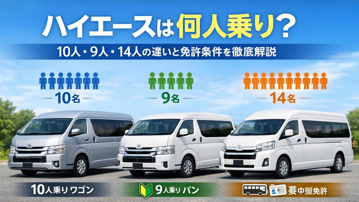 ハイエースは何人乗り？10人・9人・14人の違いと免許条件を徹底解説