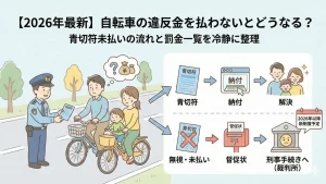 【2026年最新】自転車の違反金を払わないとどうなる？青切符未払いの流れと罰金一覧を冷静に整理