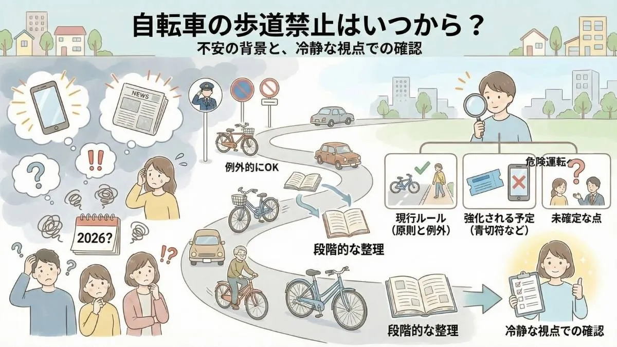 自転車の歩道禁止はいつから？1960年原則と2026年改正を冷静に整理