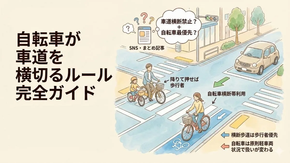 自転車が車道を横切るルール完全ガイド｜横断歩道は自転車と車どっちが優先かを冷静に整理