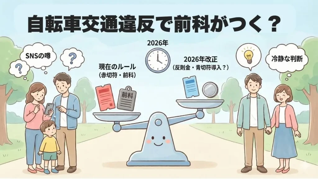 自転車交通違反で前科がつく？赤切符1回目・罰金一覧・2026年ルール改正を冷静に整理