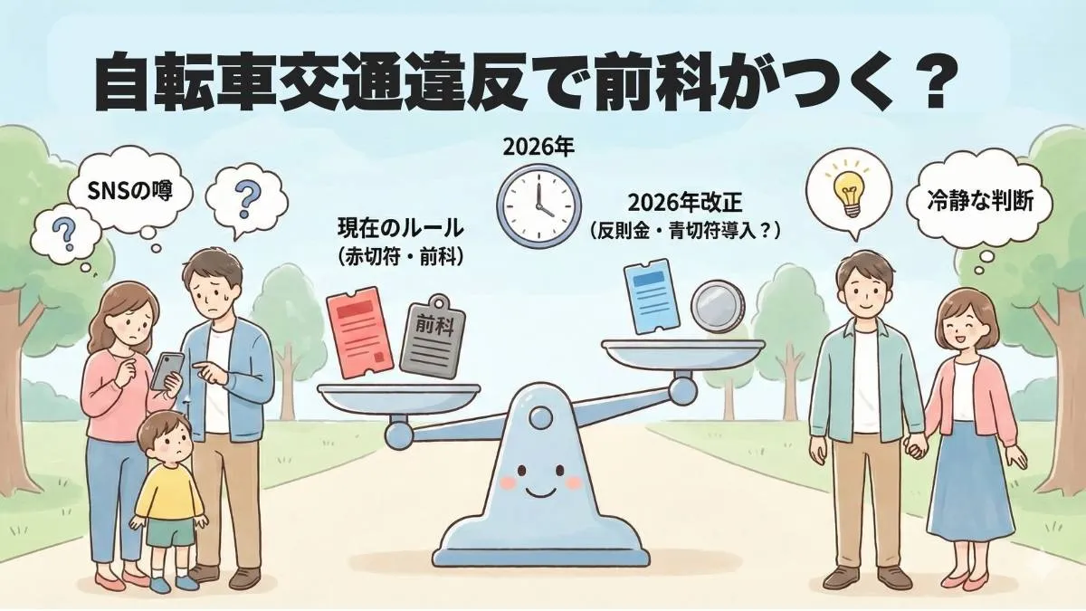 自転車交通違反で前科がつく?赤切符1回目・罰金一覧・2026年ルール改正を冷静に整理